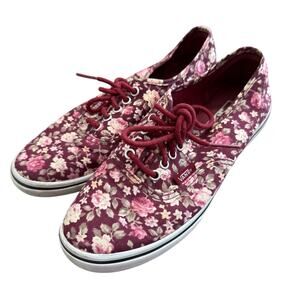 Vans Burgundy Floral Canvas Sneakers Women’s Size 6.5